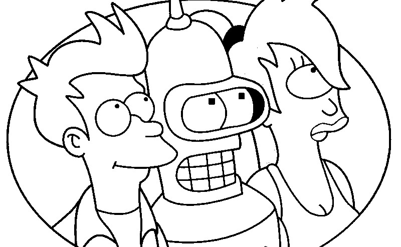 Coloring page Futurama Game of Drones : Bender, Turanga Leela, Philip J