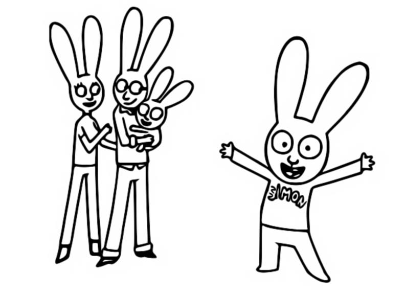 Coloring page Simon and his family
