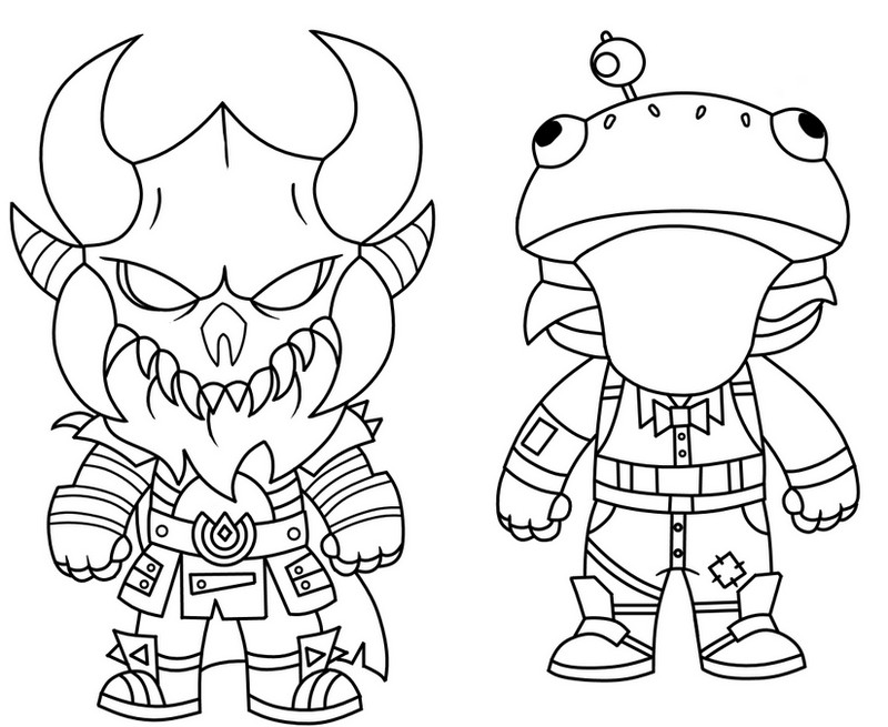 Dibujo para colorear Mini Cute The Dark Viking y Mini Frog