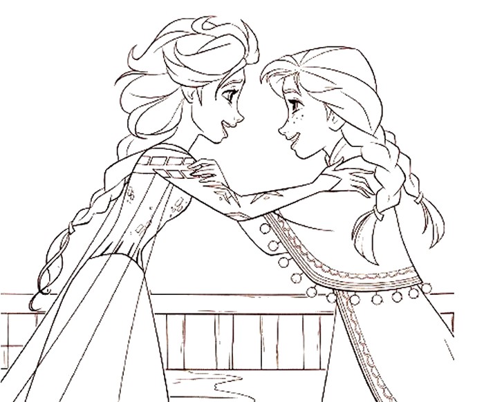 Coloring page Elsa and Anna