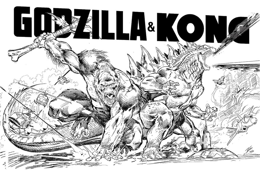 Coloring page Godzilla & Kong 2024