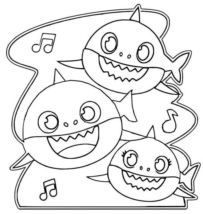 Coloring page Baby Shark, dad and mom