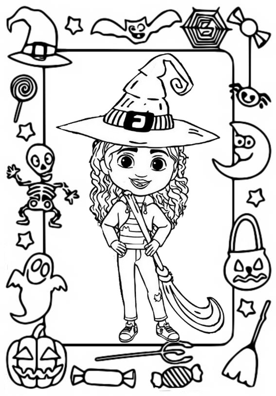 Coloring page Halloween card