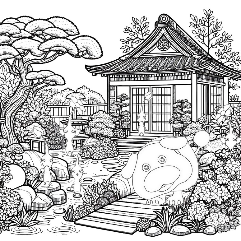 Coloring page Japanese garden