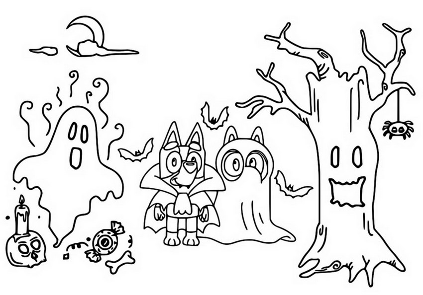 Desenho para colorir Halloween - truque ou tratamento