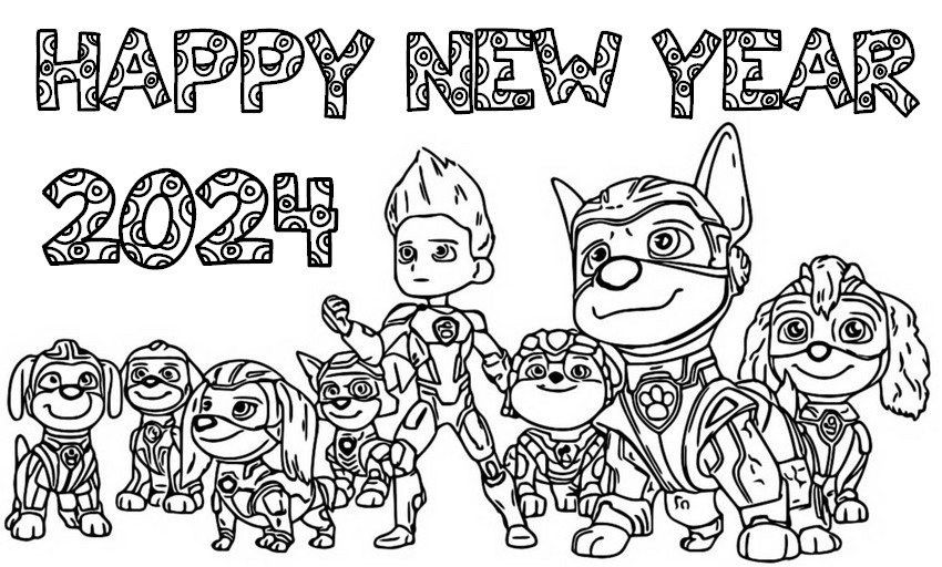 Coloring page Happy New Year 2024