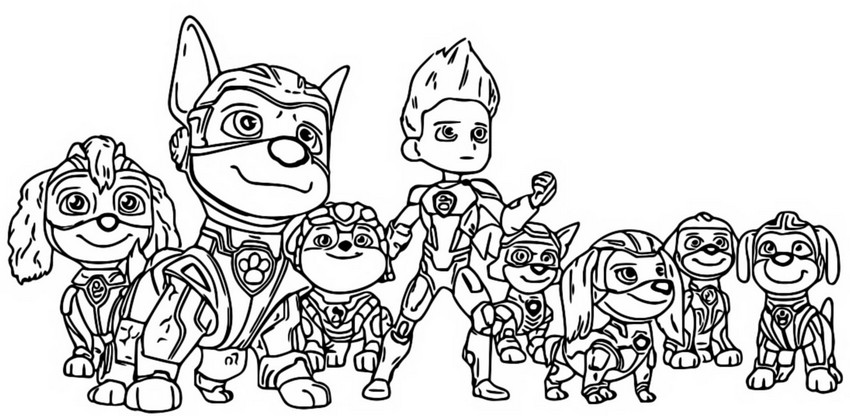 Coloring page Ryder with the team