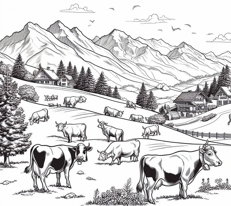Coloring page Pastures