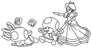 Coloriage Peach & Toad & Toadette