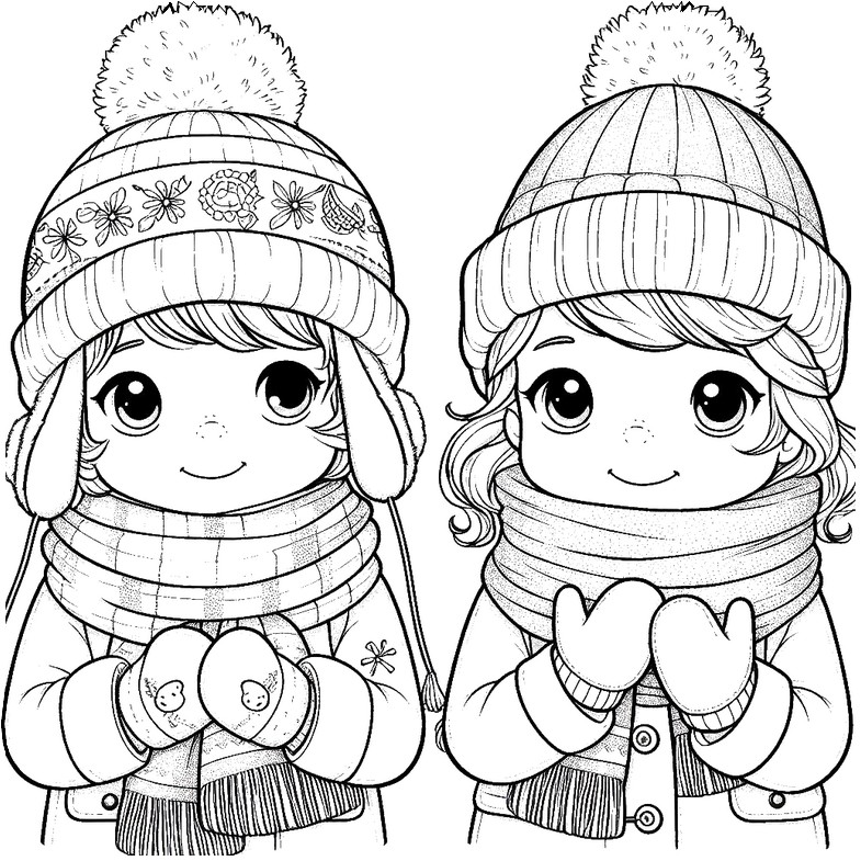 Coloring page Children wrapped