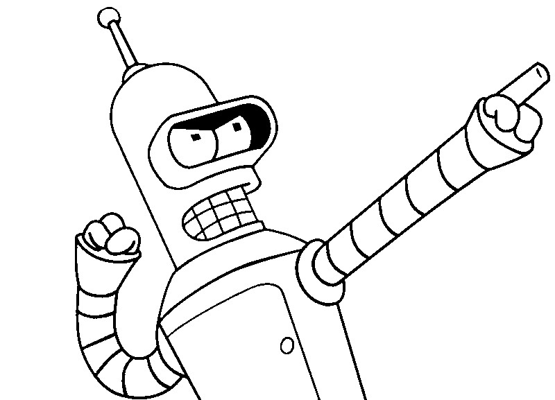 Coloring page Futurama Game of Drones : Bender Bending Rodriguez 2