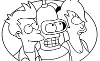 Hoja para colorear - Bender, Turanga Leela, Philip J. Fry - Futurama Game of Drones
