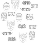 Coloring sheet - Surround masks by ? - Preschool Worksheets Carnival