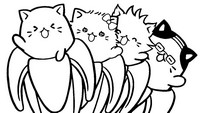 Zeichnung zum Ausmalen - Vier Kätzchen - Bananya