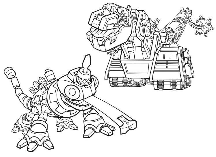 Coloring page D-Structs and Revvit - Dinotrux
