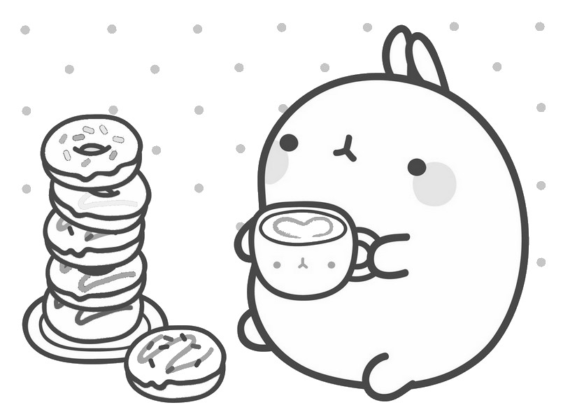 Coloring page Molang : It's snack time! 4