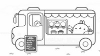 Coloring page Molang sells ice cream