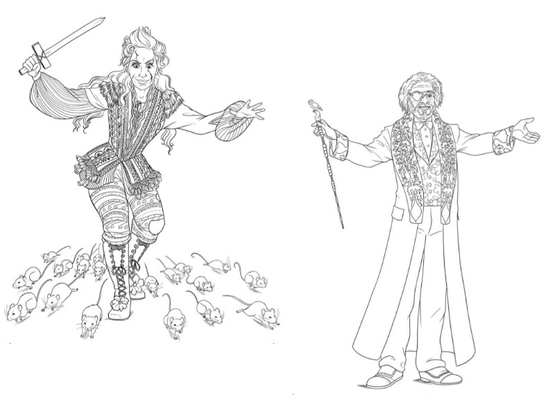 Coloring sheet - Mother Ginger and Drosselmeyer - The Nutcracker and the Four Realms