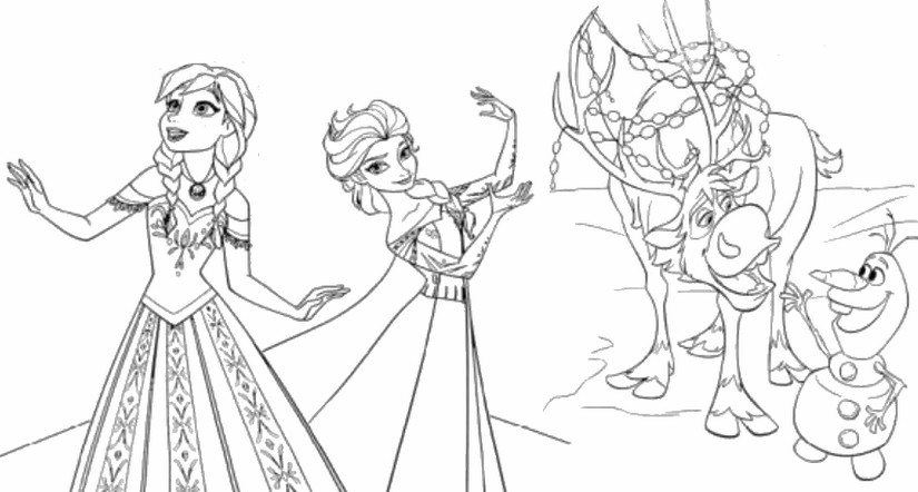 Tulostakaa värityskuvia Jäädytetty 2 : Anna, Elsa, Olaf ja Sven 9