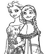 Coloring page Anna and Elsa