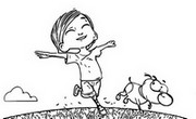 Image to color - Victor runs with Pat the dog - Pat the dog