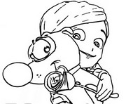 Free coloring page - Lola and Pat the dog - Pat the dog