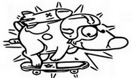 Coloriage gratuit - Paf le chien sur son skate - Paf le chien