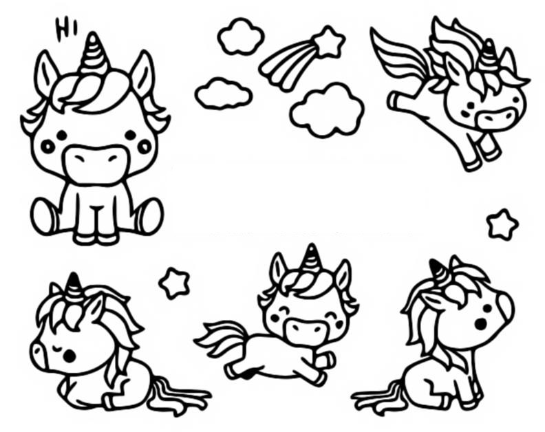 Coloring page Unicorns