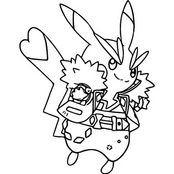 Desenho para colorir Pokémon - São Valentim : Pikachu Coração 7
