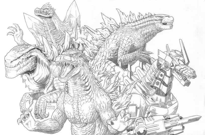 Coloring page Godzilla team