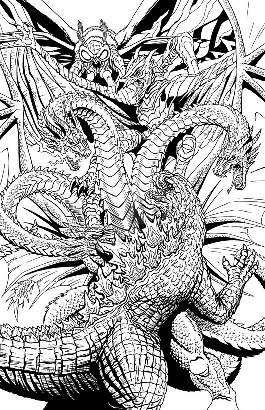 King Adora Godzilla Coloring Page - King Ghidorah Coloring Pages