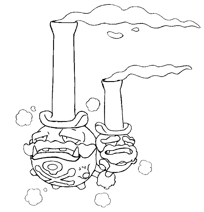 Coloring page Pokémon Sword and Shield Galarian Forms : Galarian Weezing 2