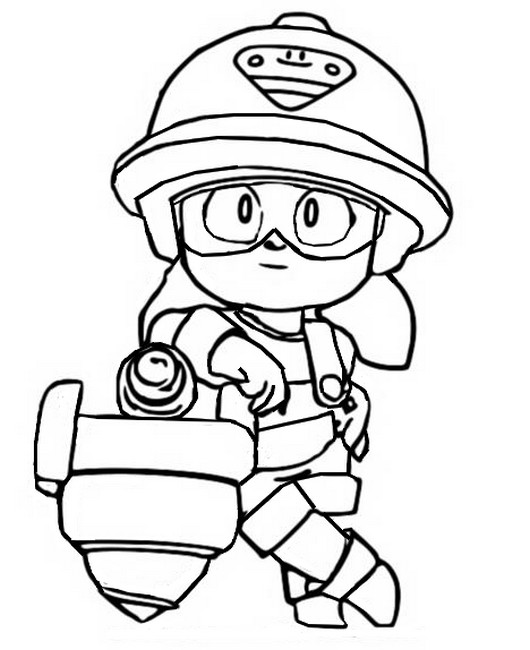 Coloring Page Brawl Stars March 2020 Update Default Jacky 4 - coloriage sheli brawl star