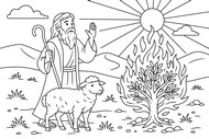 Hoja para colorear - Moisés recibe su misión - Pascua judía