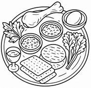 Dibujo para colorear - El plato del Séder - Pascua judía