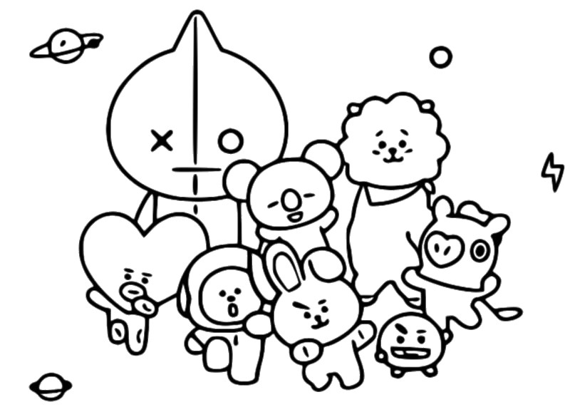 52 Colouring Pages Bt21  Best Free