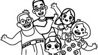 Imagen para colorear - Con la familia - Luo Bao Bei