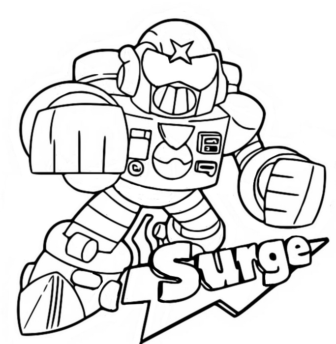 Coloring Page Brawl Stars Summer 2020 Update New Brawler Surge 3 - coloriage de brawler de brawl stars