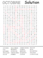Feuille de coloriage - Mots cachés Solution - Octobre