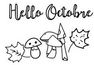 Feuille de coloriage - Hello Octobre - Octobre