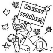 Coloriage à télécharger - Bonjour Octobre - Octobre