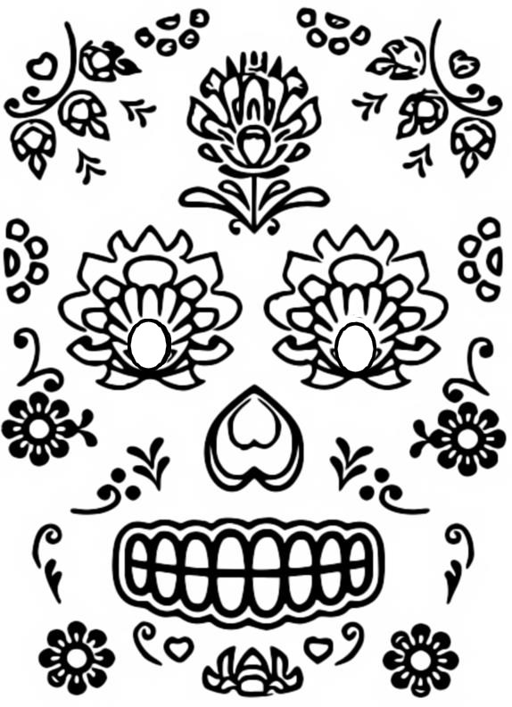 Dibujo para colorear Dia de Muertos : Tatuaje de flor 3