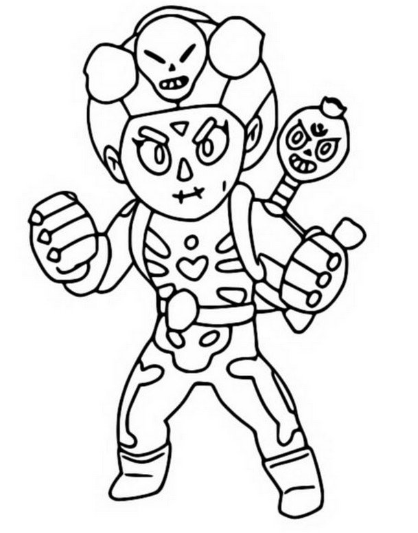 Desenho Para Colorir Brawl O Ween Rosa Esqueleto 3 - como desenhar o rosa de brawl star