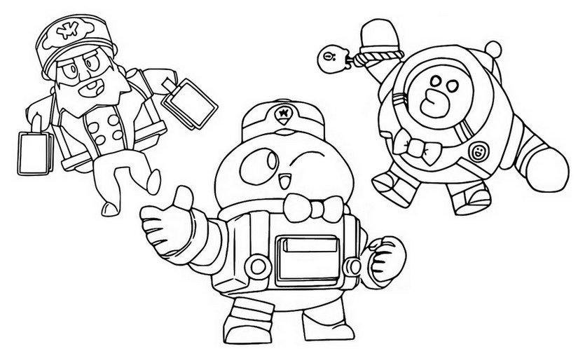 Coloring page Lou, Bellhop Mike and Cony Max