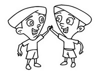 Ausmalbild zum Ausdrucken - Dholu & Bholu - Super Bheem