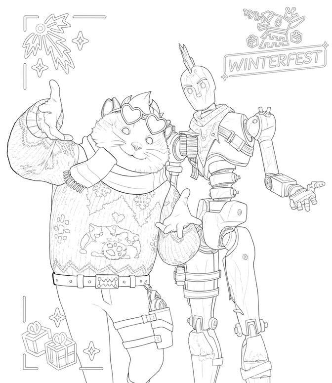 塗り絵用紙 - ウィンターフェスティバル2025 - フォートナイト クリスマス