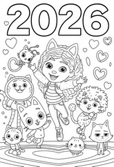 Bild zum Ausmalen - Godt nytår 2026 - Gabby's Dollhouse