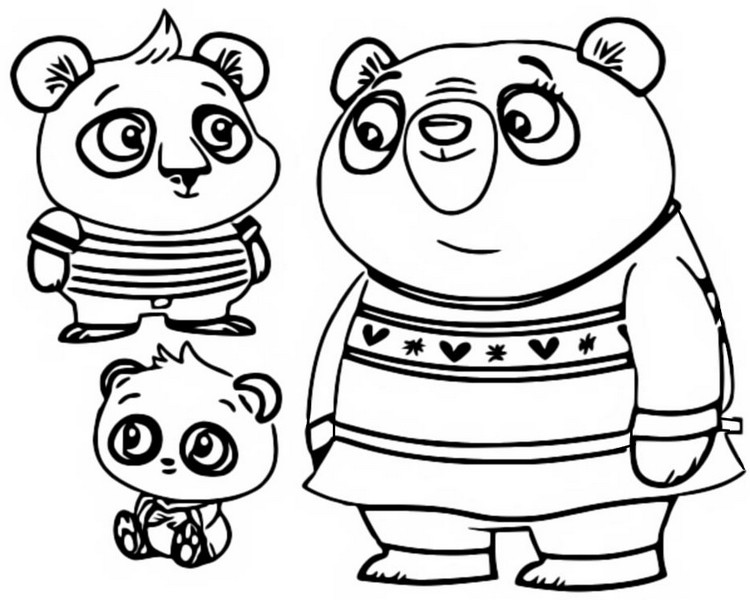 Coloring page Chip and Potato : Nico Panda, Bodi Panda and Amanda Panda 5