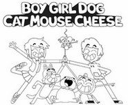 Hoja para colorear - Logo - Boy Girl Dog Cat Mouse Cheese