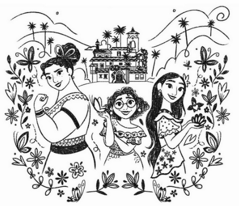 🖍️ Encanto Isabela and Mirabel - Printable Coloring Page for Free 